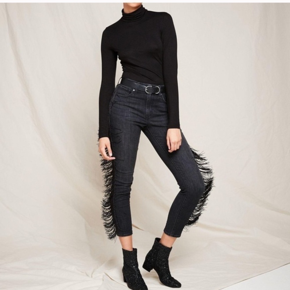 NEW  LIU-JO black fringed jeans , 25.  NH014